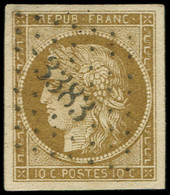 EMISSION DE 1849 - 1    10c. Bistre, FAUX Sperati, Obl. PC 3383, TTB - 1849-1850 Ceres