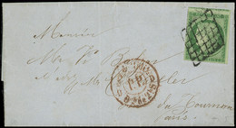 Let EMISSION DE 1849 - 2    15c. Vert, Obl. GRILLE S. LAC Du 30/12, Cachet Rouge D LEV. De Midi Don De 2h.S.D. P.P., Arr - 1849-1876: Classic Period