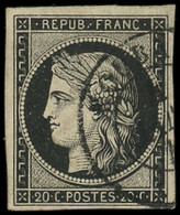 EMISSION DE 1849 - 3    20c. Noir Sur Jaune, Obl. Càd T15 ROUBAIX 4 JANV 49, TB. J - 1849-1850 Ceres