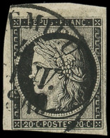 EMISSION DE 1849 - 3a   20c. Noir Sur Blanc, Petit Bdf, Obl. Càd T13 CREMIEU 4 JANV 49, TTB. Br - 1849-1850 Ceres
