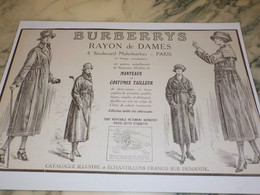 ANCIENNE PUBLICITE RAYON  DE DAMES BURBERRYS 1919 - 1900-1940