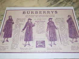 ANCIENNE PUBLICITE MANTEAUX POUR  DAMES BURBERRYS 1918 - 1900-1940