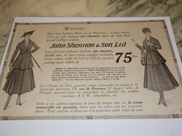 ANCIENNE PUBLICITE TAILLEUR SUR MESURE JOHN SHANNON 1916 - 1900-1940