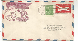 ESTADOS UNIDOS USA CC PRIMER VUELO 1950 CICINNATI OHIO AL DORSO MAT INDIANAPOLIS - 2b. 1941-1960 Nuevos