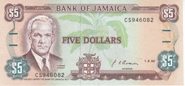 BILLETE DE JAMAICA DE 5 DOLLARS DEL AÑO 1992 SIN CIRCULAR (UNC)  (BANKNOTE) - Jamaique