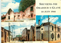 Oradour Sur Glane * Souvenir Historique * Cpa 3 Vues * école , Rue Principale Et La Poste - Oradour Sur Glane