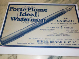 ANCIENNE PUBLICITE  PORTE PLUME IDEAL WATERMAN 1919 - Autres & Non Classés