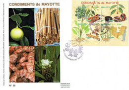 MAYOTTE 0210/13 Fdc Epices, Muscade, Cannelle, Curcuma, Gingembre - Alimentación