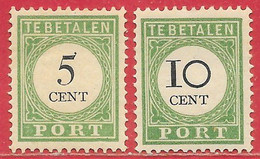 Curaçao Taxe N°12 5c & N°13 10c (1 Recto) Vert & Noir (type II) 1892 * - Curacao, Netherlands Antilles, Aruba