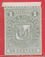 Dominicaine N°34 1c Vert & Burelage Rose 1881 * - Dominikanische Rep.