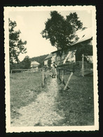 Orig. Foto 1932 Oberneuschönberg Olbernhau, Frau Mit Kleinem Hund Vor Privatem Haus, Anwesen - Olbernhau