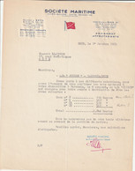 Lettre Illustrée 1/10/1953 Société Maritime SETE Hérault - Bateau STILBE - Transit LLaurens Sète - 1950 - ...