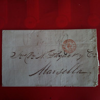 LETTRE ESPAGNE ST JEAN DE LUZ CACHET ROUGE POUR MARSEILLE CACHET SAN ROQUE 1864 - Briefe U. Dokumente