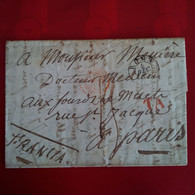 LETTRE ROMA POUR PARIS CACHET ROUGE ST LOUIS ? - ...-1850 Voorfilatelie