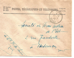 France Enveloppe -Postes-télégraphes-téléphones -cachet à Date  -1948- Sâone - (25-Doubs) - Correo Postal