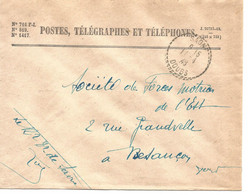 France Enveloppe -Postes-télégraphes-téléphones -cachet à Date  -1948- Sâone - (25-Doubs) - Post