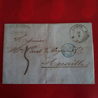 LETTRE AACHEN AIX LA CHAPELLE POUR MARSEILLE CACHET BLEU PRUSSE ERQUELINES 1863 - [Voorlopers