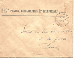 France Enveloppe -Postes-télégraphes-téléphones -cachet à Date  -1948- Myon- (25-Doubs) - Poste