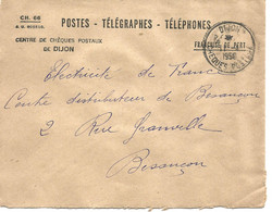 France Enveloppe -Postes-télégraphes-téléphones -cachet à Date  -1950- Chéques Postaux-Dijon(21-Côte D'Or) - Correo Postal
