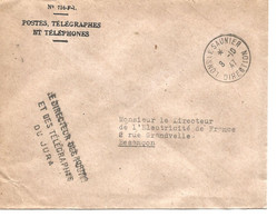 France Enveloppe -Postes-télégraphes-téléphones -cachet à Date  1947-Lons Le Saunier(39 Jura) - Poste