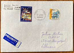 FINLAND,2003, COVER USED TO LITHUANIA , FLOWER, EUROPA, CIRCUS, HORSE, ARTIST, PUBLIC, TURKU CITY & MARIJAMPOLE CITY CAN - Lettres & Documents