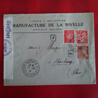 LETTRE ASCAIN MANUFACTURE DE LA NIVELLE POUR STRASBOURG 1941 AVEC CENSURE CACHET ROUGE GEPRUFT CAMP - Lettres & Documents