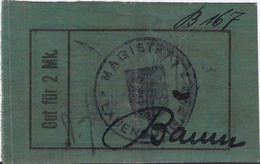 Lauenburg /Pom. (Leborg) Notgeld 1+2 MK Auf Leinenpapier - 1° Guerra Mondiale