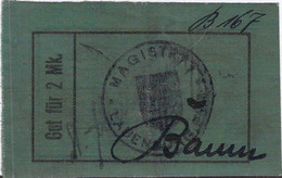 Lauenburg /Pom. (Leborg) Notgeld 1+2 MK Auf Leinenpapier - 1. WK