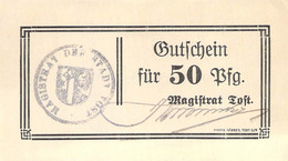 Stadt Tost (Toszek) Schlesien 50Pfg. Notgeldschein 1917 UNC - WWI