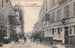 58-COSNE- LA RUE ST-JACQUES ET L'EGLISE - Cosne Cours Sur Loire