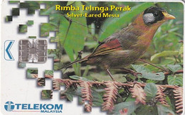 MALAYSIA(chip) - Bird, Silver-Eared Mesia, Telecom Malaysia Telecard RM20, Chip SC7, Used - Unclassified