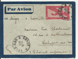 Indochine Lettre De 1934 Pour La France Avec Cachet Ambulant, Convoyeur, LANG-SON A HANOI - Storia Postale