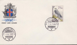 1960. ISLAND. Islandic Falcon. 25 Kr. FDC HAFNARFJÖRDUR -1. III. 60. Very Unusual FDC Cancell... (Michel 339) - JF518911 - Cartas & Documentos