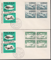 1959. ISLAND. FLUGFRIMERKI 4-BLOCK Set On FDC.  (Michel 333-334) - JF518915 - Covers & Documents