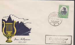 1957. ISLAND. JÓNAS HALLGRIMSSON 5 Kr. FDC HAFNARFJÖRDUR 16. XI. 1957. Very Unusual FDC Cance... (Michel 322) - JF518920 - Cartas & Documentos