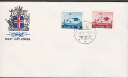 1961. ISLAND. Government Building Set On FDC HAFNARFJÖRDUR 11. IV. 1961. Unusual With FDC... (Michel 347-348) - JF518936 - Cartas & Documentos