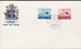 1961. ISLAND. Government Building Set On FDC HAFNARFJÖRDUR 11. IV. 1961. Unusual With FDC... (Michel 347-348) - JF518937 - Covers & Documents