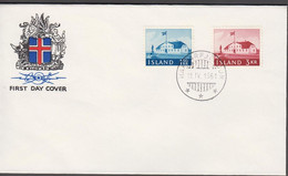 1961. ISLAND. Government Building Set On FDC HAFNARFJÖRDUR 11. IV. 1961. Unusual With FDC... (Michel 347-348) - JF518938 - Lettres & Documents