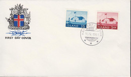 1961. ISLAND. Government Building Set On FDC HAFNARFJÖRDUR 11. IV. 1961. Unusual With FDC... (Michel 347-348) - JF518940 - Covers & Documents