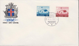 1961. ISLAND. Government Building Set On FDC HAFNARFJÖRDUR 11. IV. 1961. Unusual With FDC... (Michel 347-348) - JF518942 - Cartas & Documentos