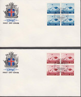 1961. ISLAND. Government Building Set In 4-blocks On FDC HAFNARFJÖRDUR 11. IV. 1961. Unus... (Michel 347-348) - JF518943 - Lettres & Documents