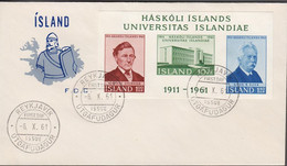1961. ISLAND. UNIVERSITY BLOCK On FDC. (Michel BLOCK 3) - JF518946 - Brieven En Documenten