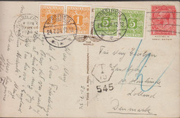 1934. DANMARK. . Postage Due. Porto. Pair 1 øre + Pair 5 øre On Post Card (CLIFF TERRACE AND ... (Michel P9+) - JF518976 - Port Dû (Taxe)