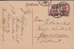1920. DANZIG. Postkarte._15 Pf. Germania + 15 Pf Germania Cancelled DANZIG 13.7.20.  - JF518990 - Postal  Stationery