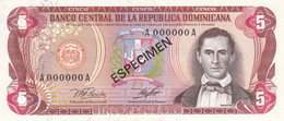 ¡¡ESPECIMEN!! BILLETE DE REP. DOMINICANA DE 5 PESOS ORO DEL AÑO 1978 - SPECIMEN - Dominicaine