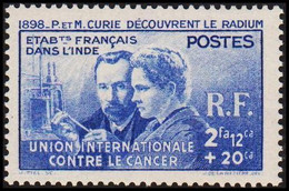 1938. ETABLISSEMENTS DE L'INDE. P & M. CURIE DECOUVRENT LE RADIUM. UNION INTERNATIONALE CONTR... (Michel 115) - JF519066 - Lettres & Documents