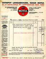 FACTURE.11.AUDE.CARCASSONNE.ENTREPOT LANGUEDOCIEN DES HUILES " MOTUL " DE LA SWAN FINCH OIL CORPORATION DE NEW-YORK. - Auto's