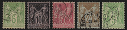 N°102/106, Sage 1898, Série Complète, Oblitérés - TB 1er Choix - 1898-1900 Sage (Type III)
