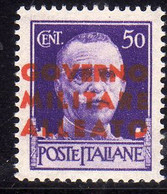 OCCUPAZIONE ANGLO-AMERICANA NAPOLI 1943 SOPRASTAMPATO D'ITALIA ITALY OVERPRINTED CENT. 50c MNH - Occup. Anglo-americana: Napoli