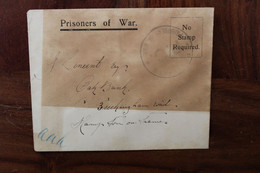 1915 Isle Of Man Hampton Cover Ww1 Wk1 British Army Pow KG Prisoner Of War - Brieven En Documenten